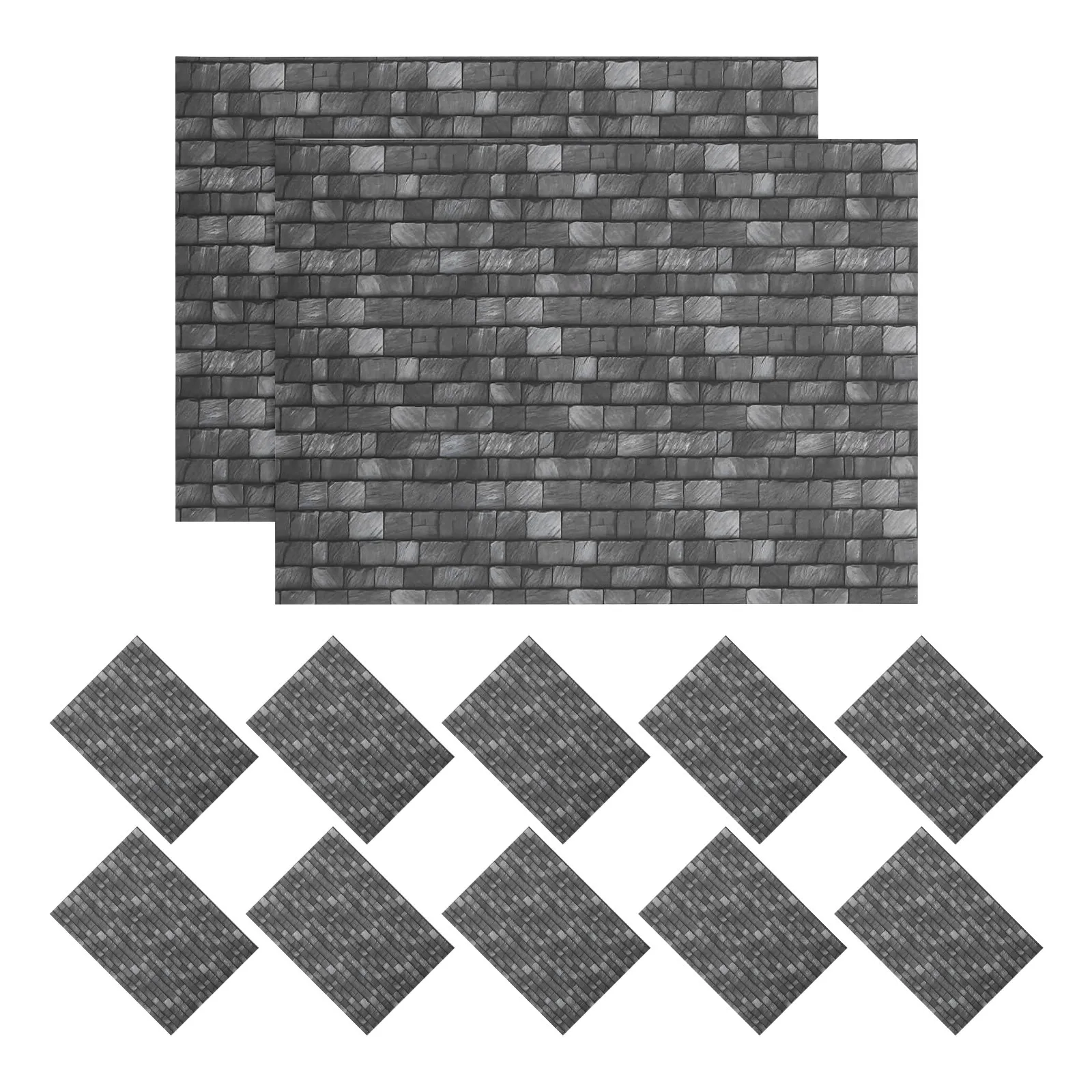 

12Pcs Realistic Brick Pattern Self Adhesive Dollhouse Wallpaper and Flooring Sheets Mini DIY Dollhouse Accessories Mini Wall