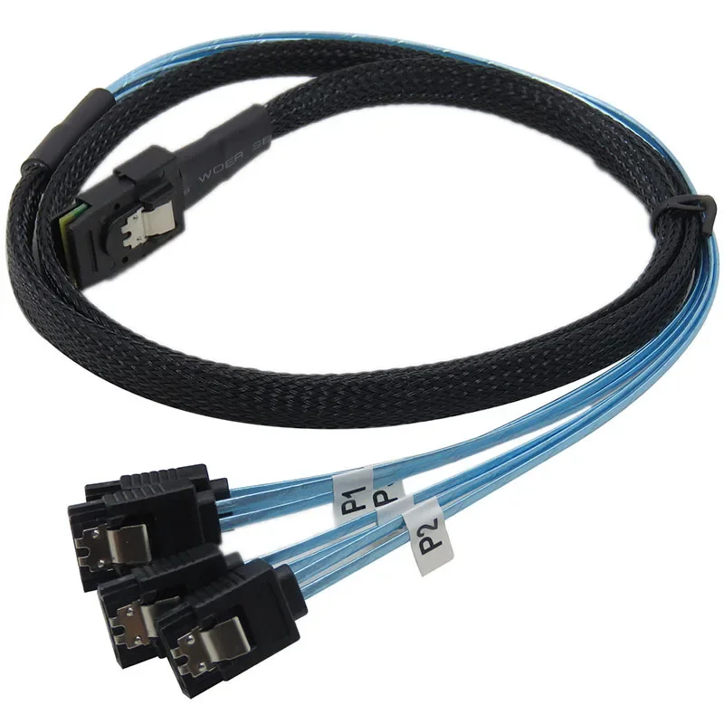 Data cable 4sata to 4sata 4.0 7p female 180 degree braided mesh computer case hard drive cable