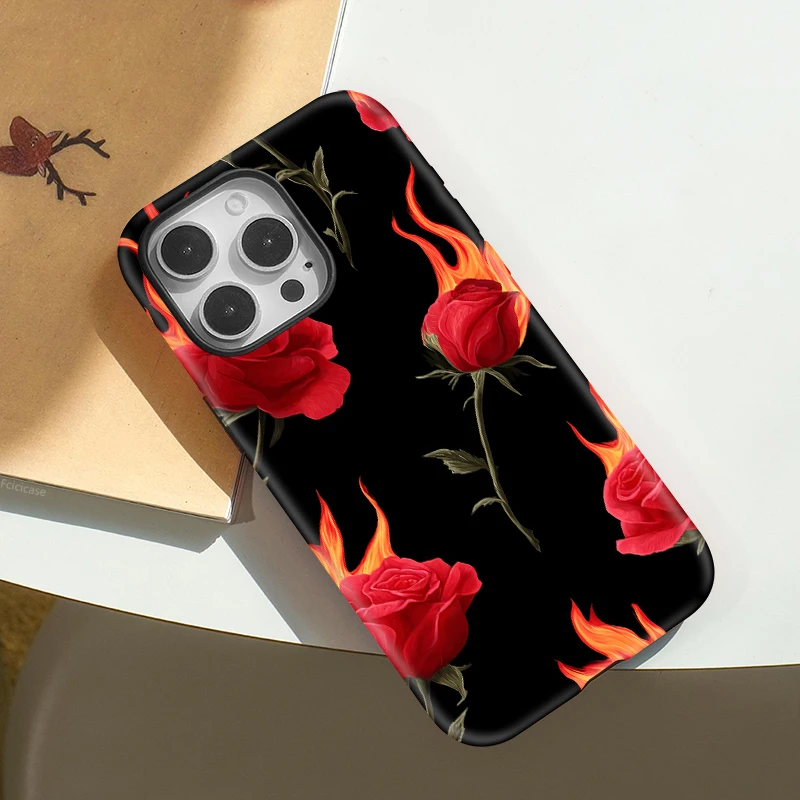 Fcicicase حافظة هاتف شحن لاسلكي ناعم لهاتف آيفون 15 16 برو ماكس 11 12 13 14 Plus 17 زهرة مغناطيسية هوائية لتغطية Magsafe