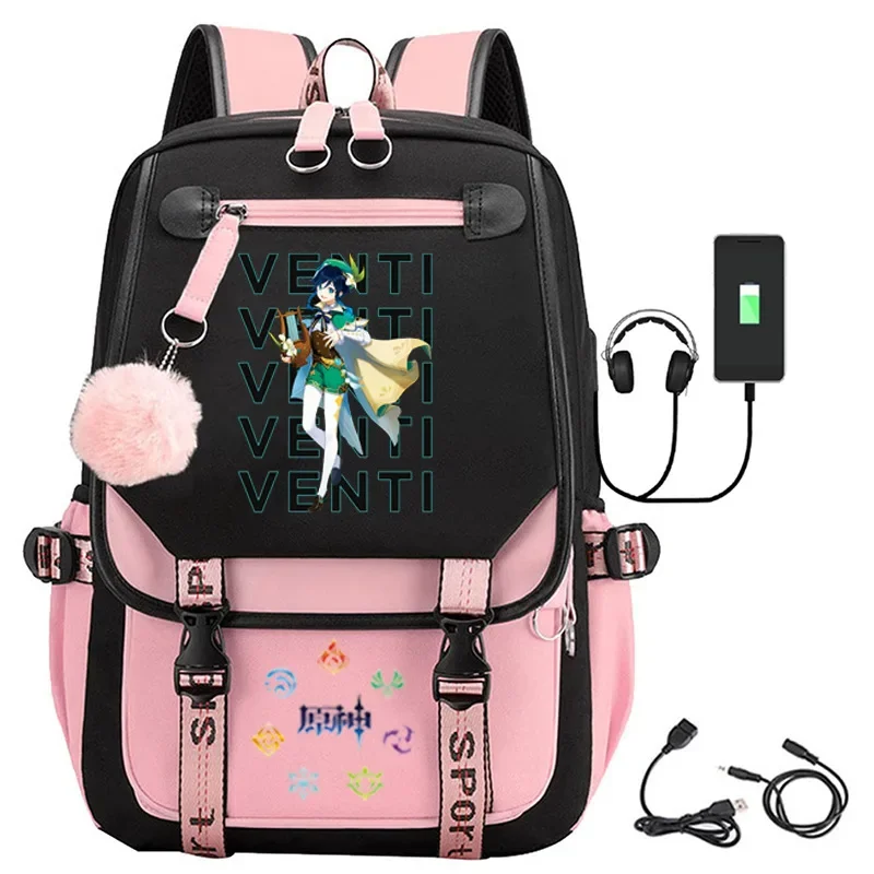 Anime Genshin Impact Cosplay Backpack Klee Hu Tao Paimon Student School Shoulder Bag Youth Outdoor Travel Backpack Fashion Gifts