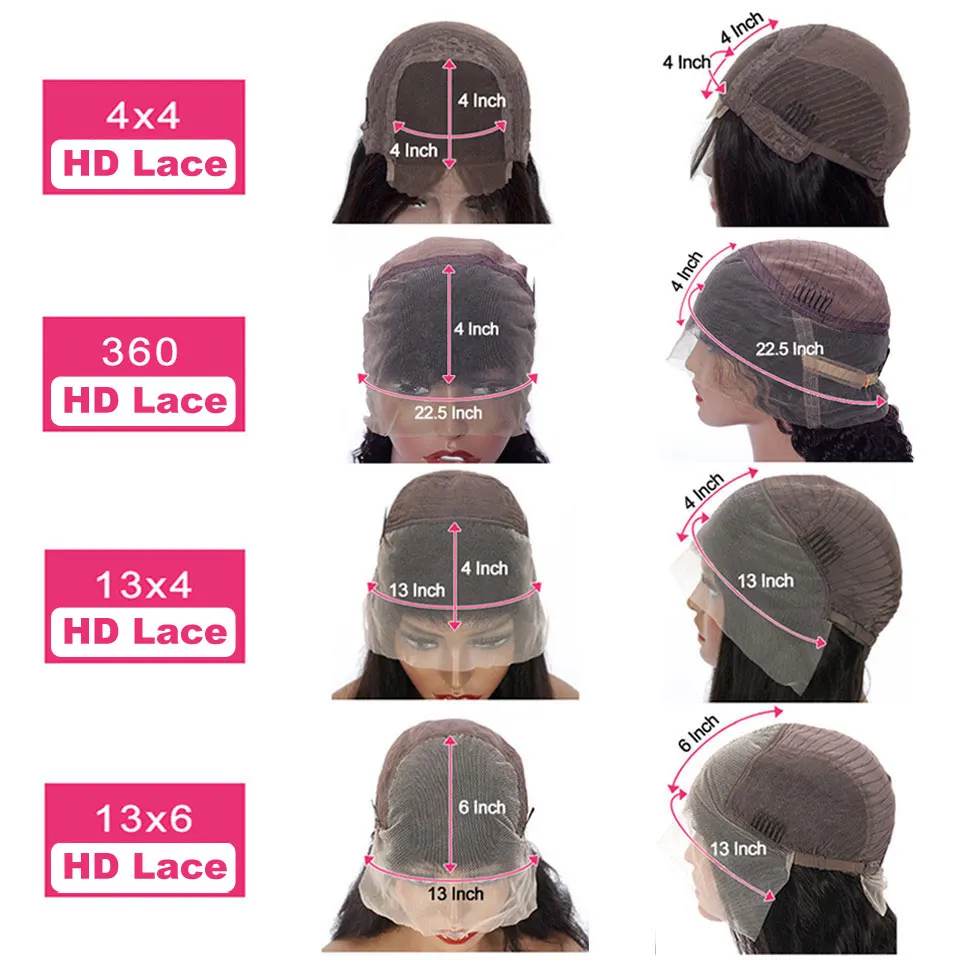 Peruca de cabelo humano frontal com renda reta para mulheres negras, cabelo remy pré-arrancado, densidade 250, 13x4 HD, 14-48 polegadas