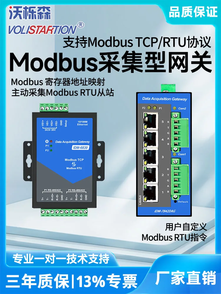 Modbus Capture Gateway 2-channel Serial Modbus Gateway Smart Modbus RTU to Modbus TCP