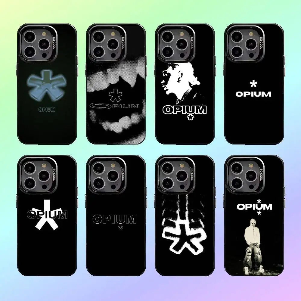 

O-Opium Label Playboi Carti Phone Case For iPhone17,16,15,14,13,12,11 Plus,Pro Max Colorful Silver Back Phone Case