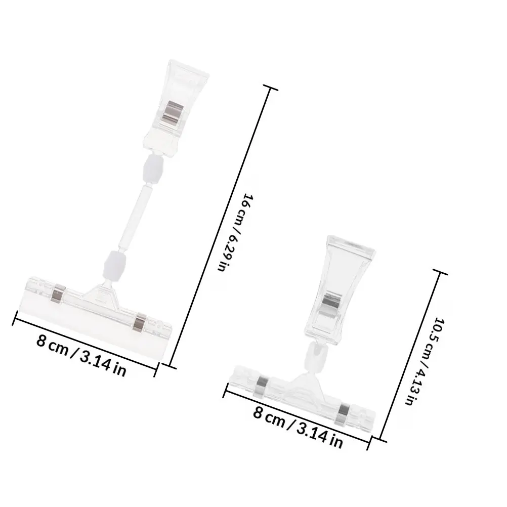 50 Pcs Clips Double Sided Sign Holders Transparent ABS Clear Merchandise Display
