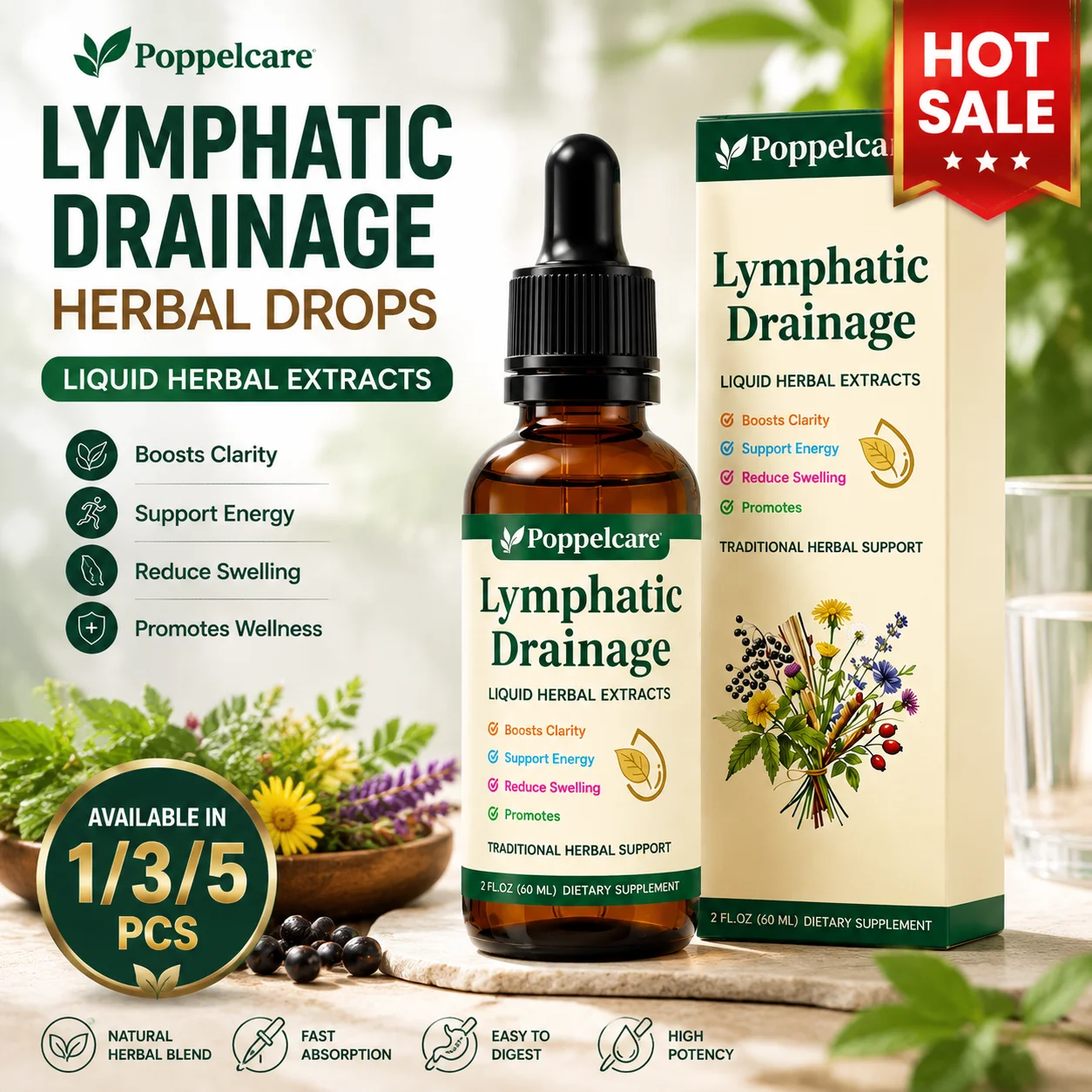 Poppelcare Lymphatic Drainage  - Herbal Wellness Water recension och pris