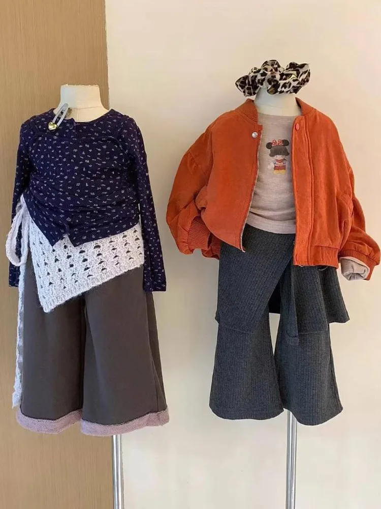 مجموعة جديدة للفتيات لعام 2025 طقم خريفي للأطفال من القطن الخالص مُزين بالزهور مكون من 3 قطع سروال بناتي فضفاض غير رسمي مقاوم للبعوض #6