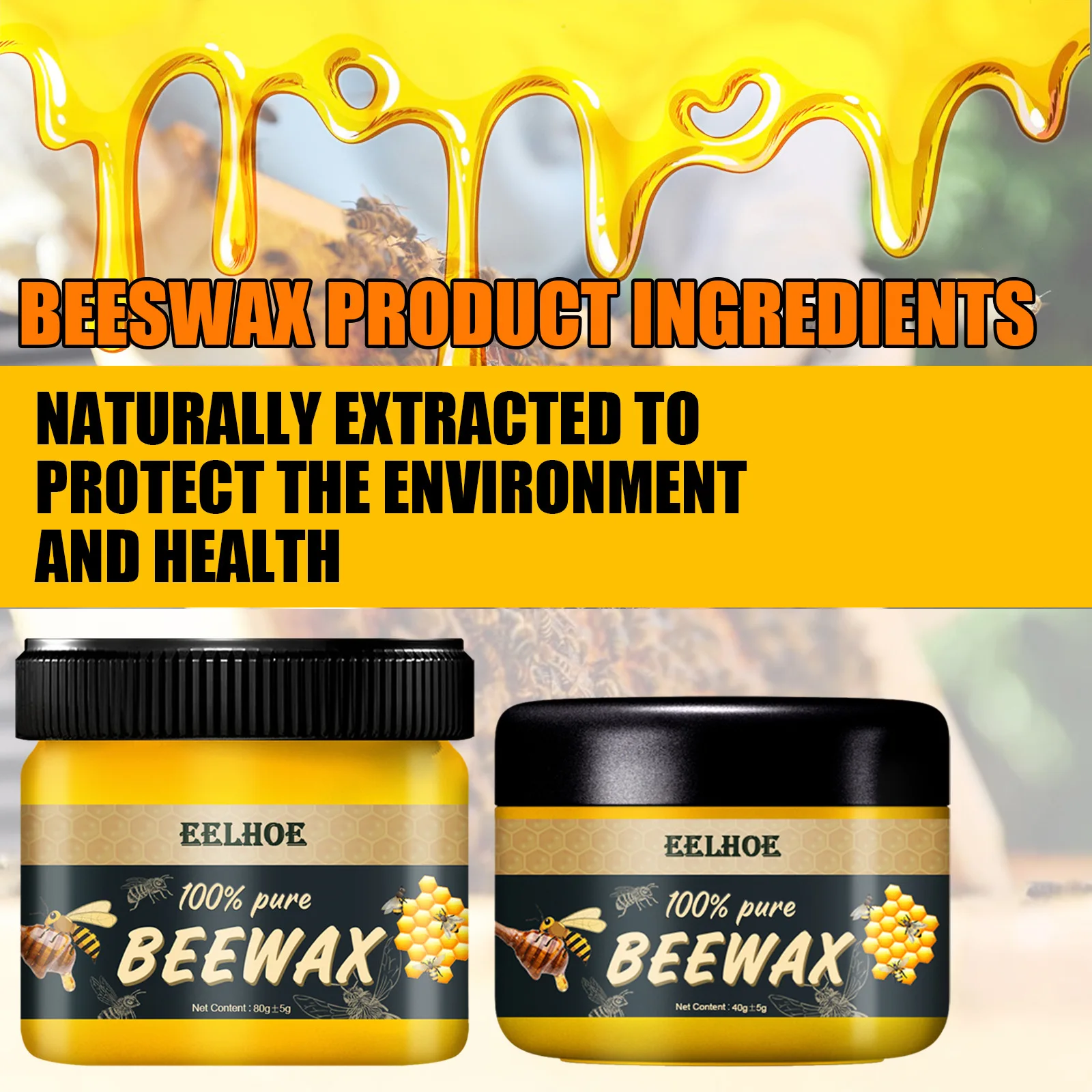 EELHOE Natural Beeswax Wood Floor Maintenance Beeswax Furniture Care Polishing Waterproof and Anti-cracking Brightening