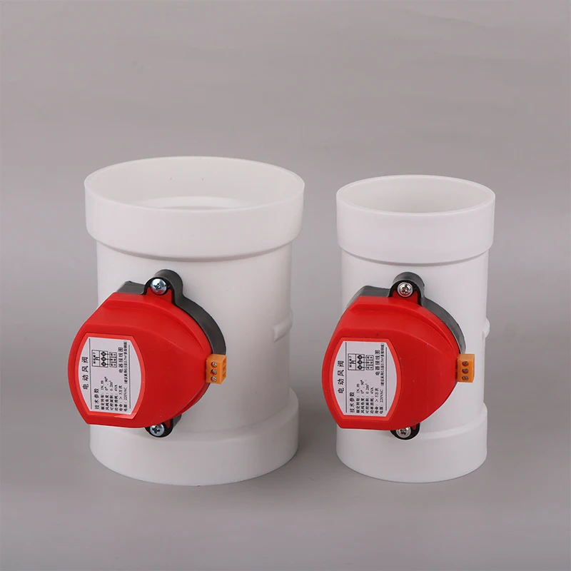 

220V AC Plastic PVC Electric Air Damper PVC Motorized Pipe Control Check Valve 75mm 110mm Round Pipe Air Volume Controller