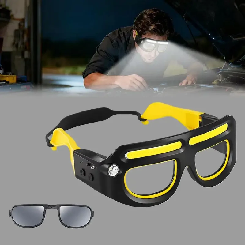 Headlamp Ultra Light LED Safety Glasses Flashlight Hands-Free Wave Sensor Control Rechargeable for Cycling Fishing Repair Tool