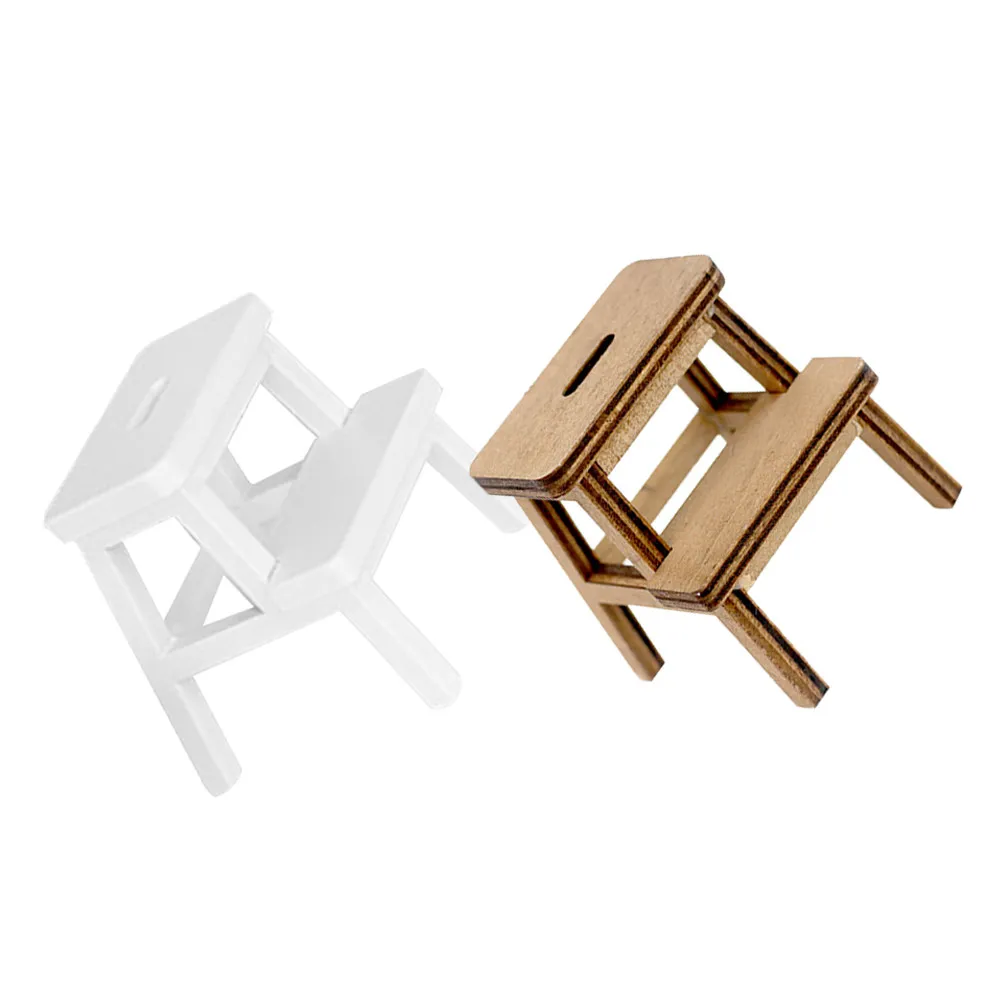 

2Pcs Miniature Wooden Stool for Dollhouse Mini House Bedroom Living Room Kitchen Decor DIY Craft Layout Prop Small Furniture