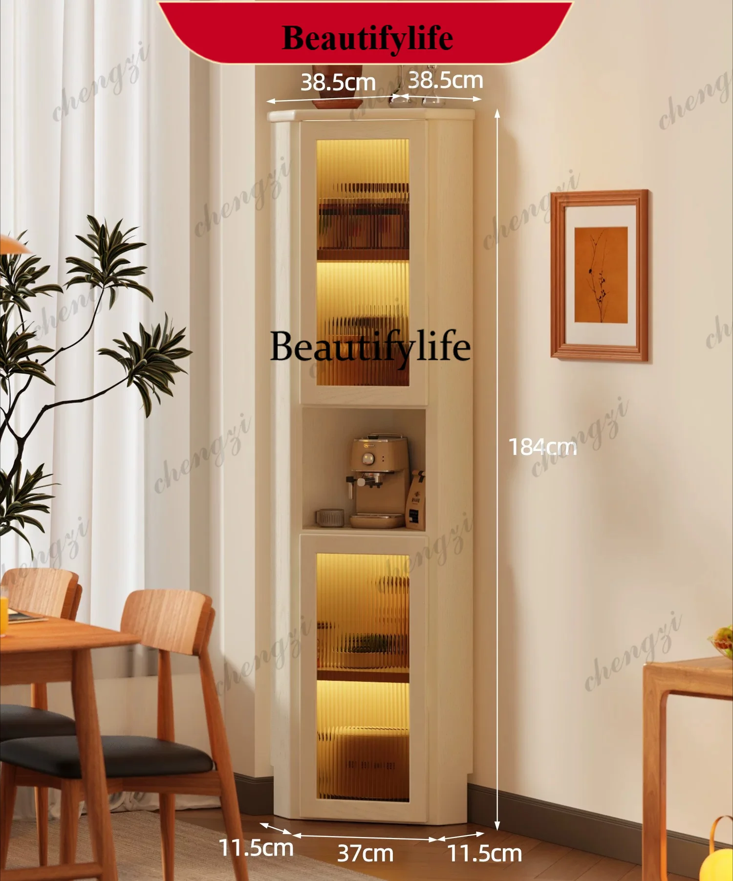 z183 Corner Cabinet Corner Shelf Integrated Wall Triangle Cabinet Solid Wood Household Living Room Corner Cabinet