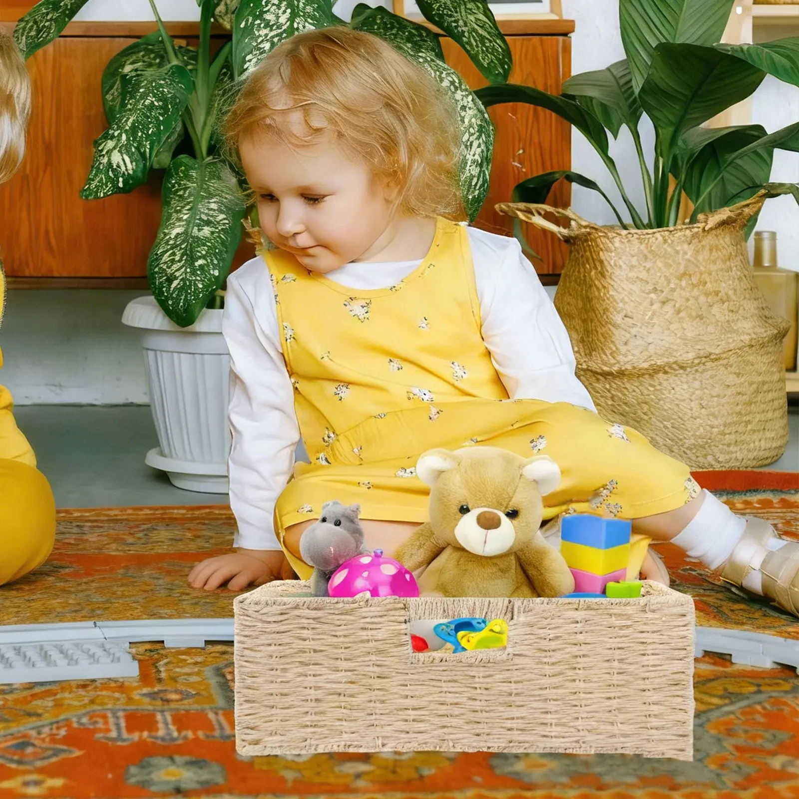 

1Pcs Premium Woven Snack Basket for Fruit Bread Cookies Storage Home Office Desktop Decor Multi-Functional Sturdy Portable