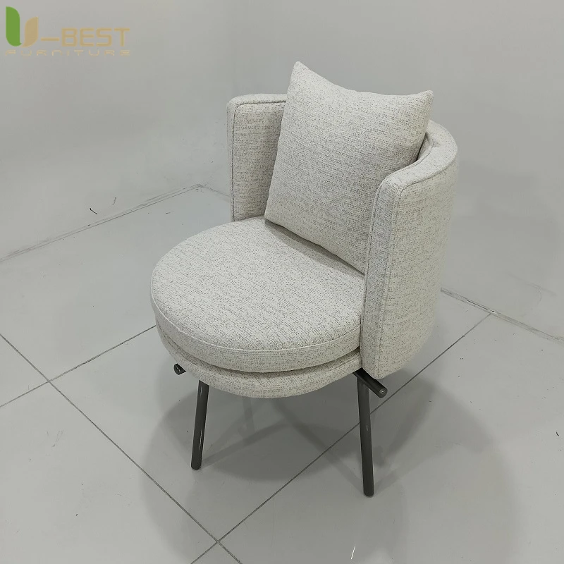 U-best Modern Luxury Rotating Barrel Chair Minimalist Brown Accent Lounge Chair for Contemporary Hotel Lobby Living Room
