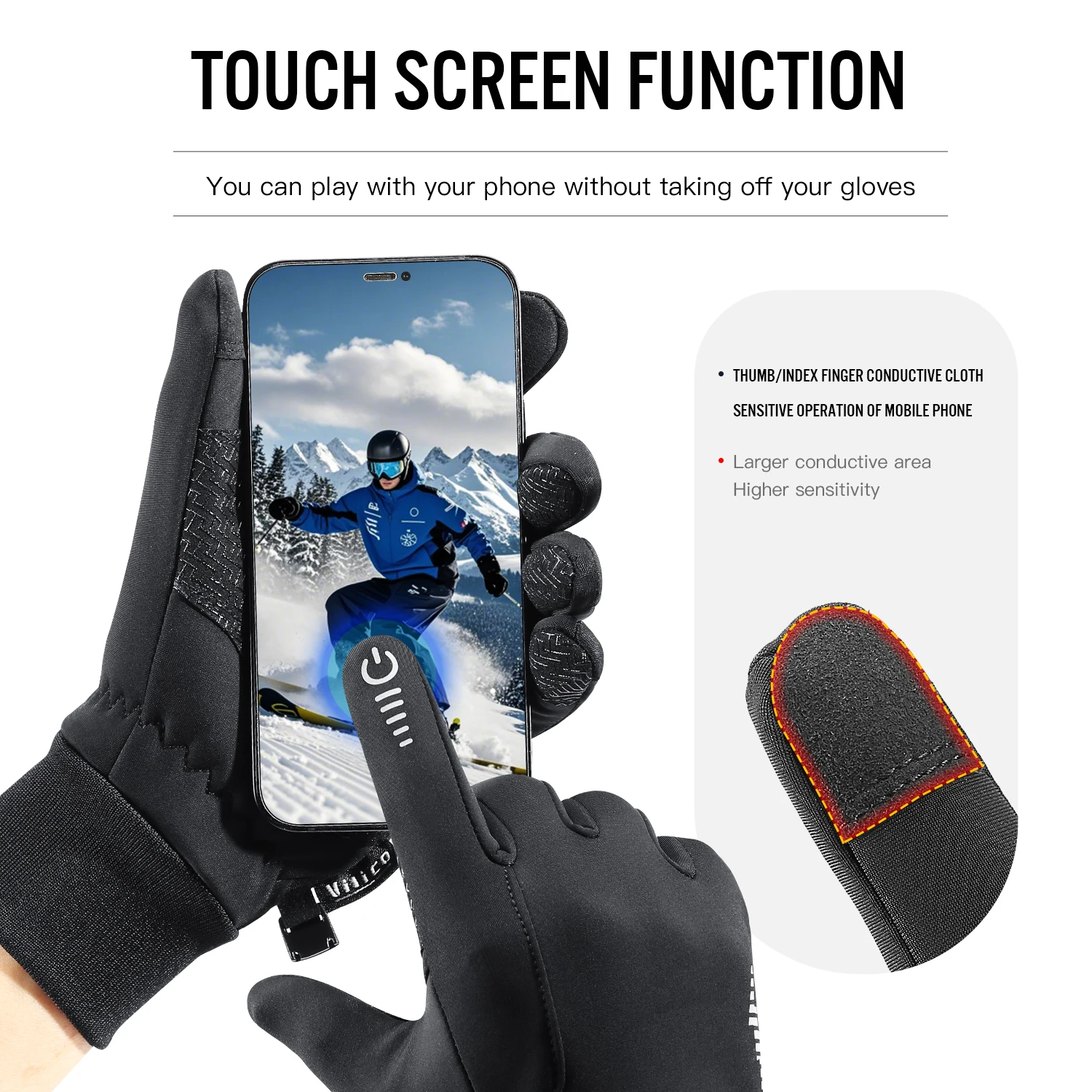 Winter-Warme Reithandschuhe, Touchscreen-Bedienungsfähig. Geeignet für Outdoor-Sportarten