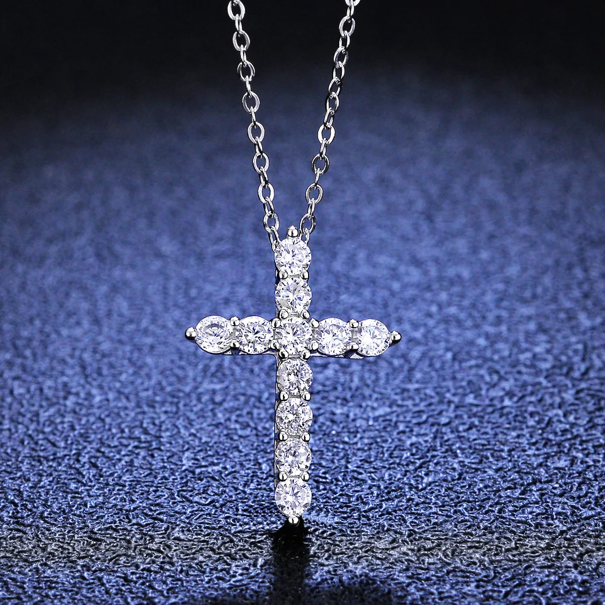 3mm Round Cut D VVS1 Moissanite Cross Pendants Necklace For Women 925 Sterling Silver Christian Diamond Neck Chain