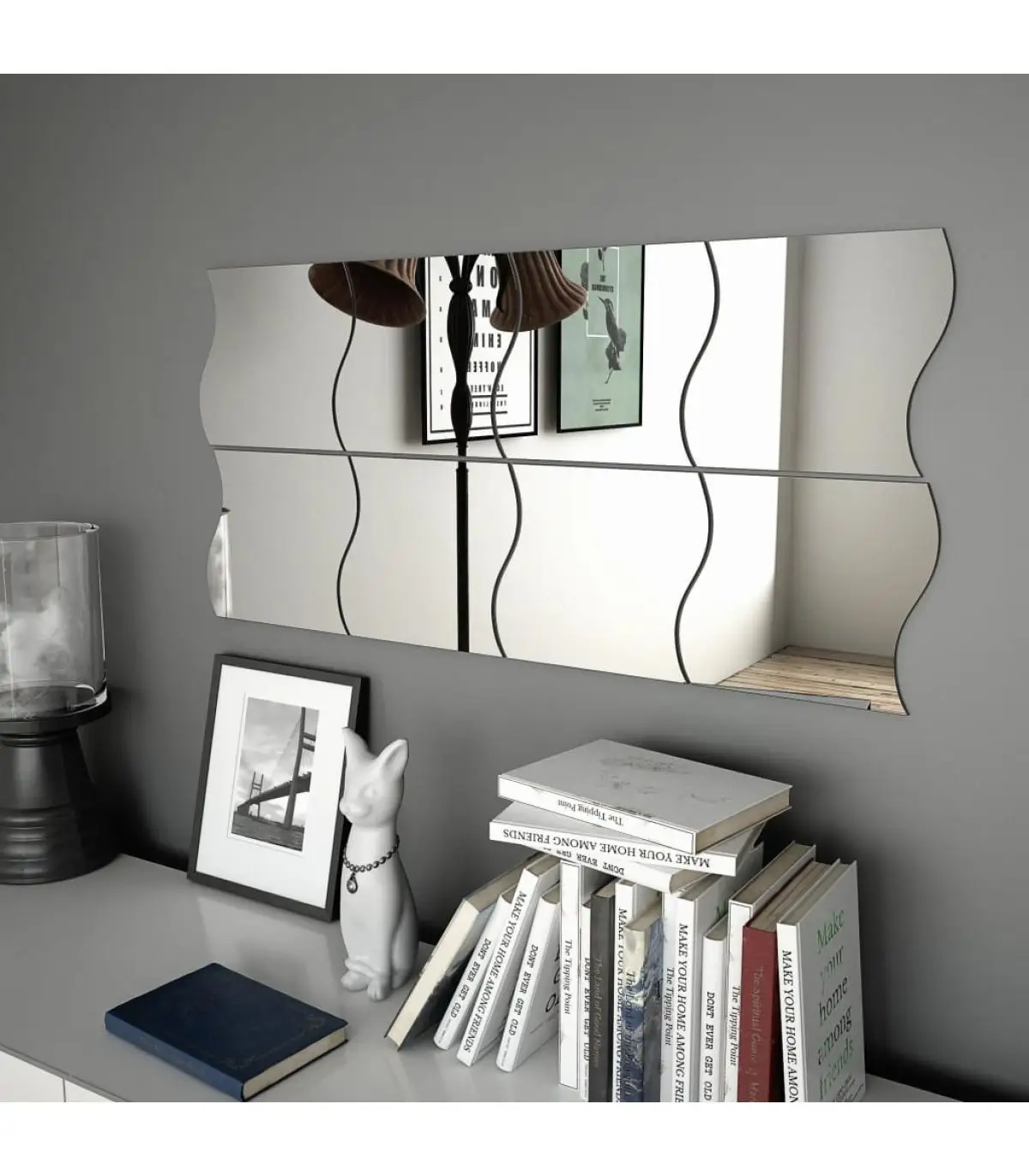 Mirrors wall mirrors corrugated glass 20x20 cm 8 pieces