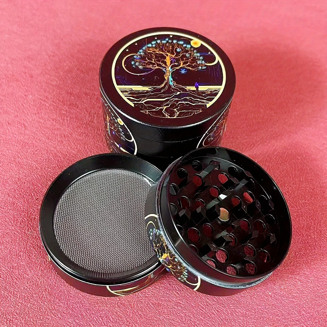 2inch Cyberpunk Tree Herb Grinder Metal Pepper Mill Salt Mortar Pestle Tobacco Grass Grinder Mortar Cigarette Kitchen Tool