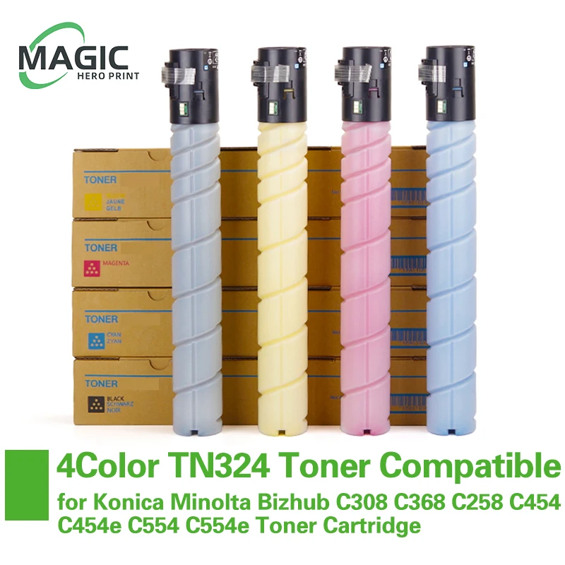 4Color TN324 TN-324 Compatible Toner Compatible for Konica Minolta Bizhub C308 C368 C258 C454 C454e C554 C554e Toner Cartridge