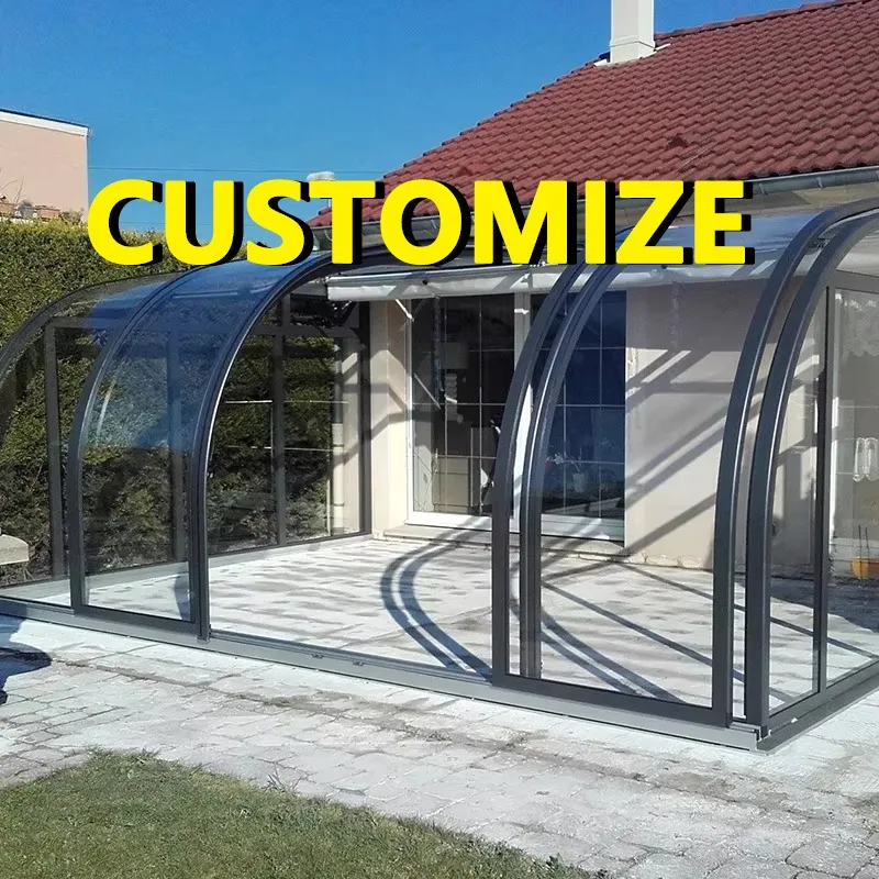 

Any Size Custom Curved Tempered Glass Villa Luxury Sunroom Four Seasons Insulated Thermal Break Weatherproof Outdoor Garden Pati