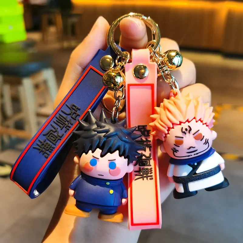 Jujutsu Sillcone Keychain Ryomen Sukuna Satoru Gojo Fushiguro Toji Figure Key Chain Anime Keyring Gift for Friends