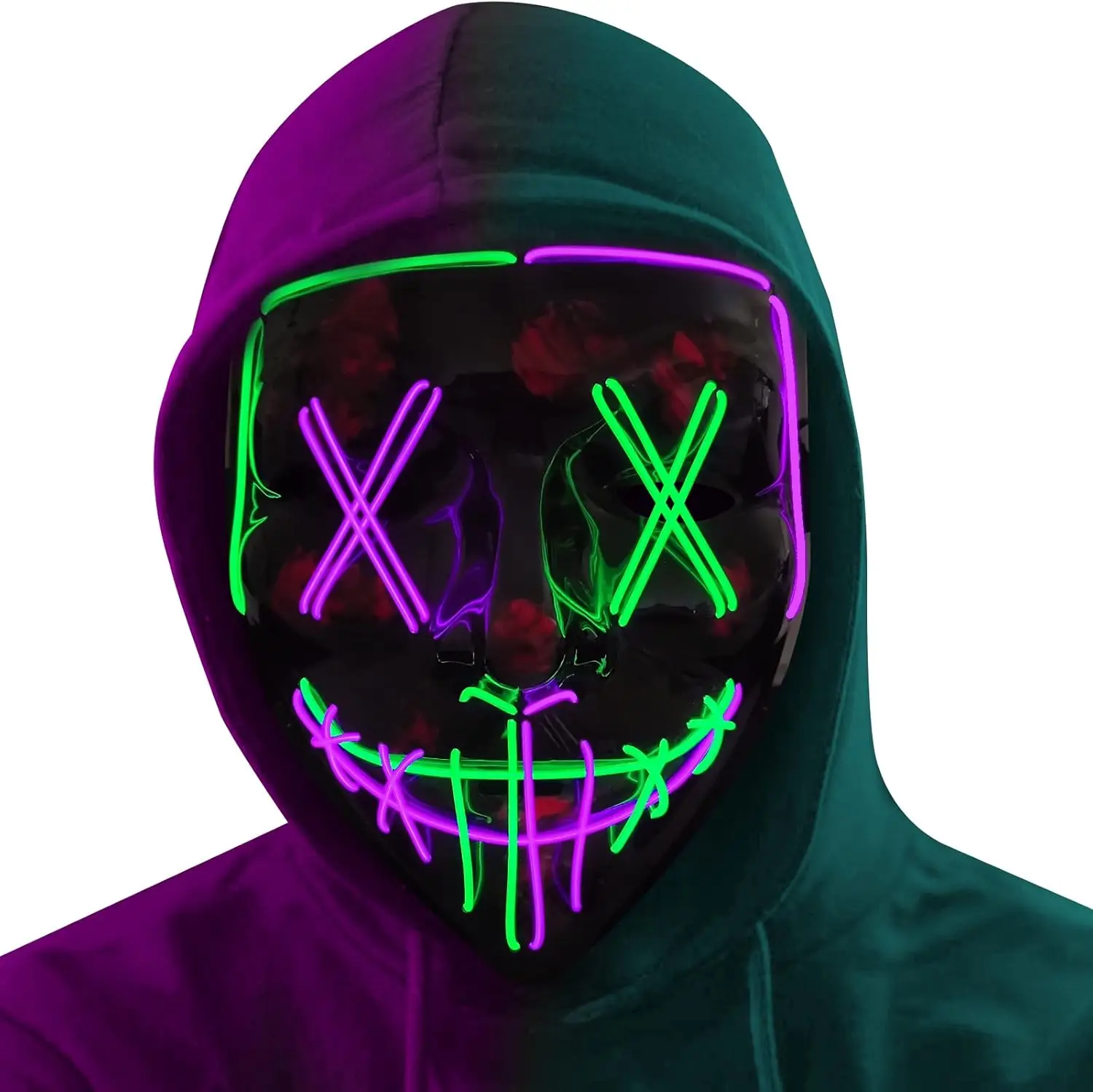 Led Mask Halloween Carnival Christmas Masquerade Party Night Club Luminous Movie Theme Mask The Purge Glowing Cosplay Mask