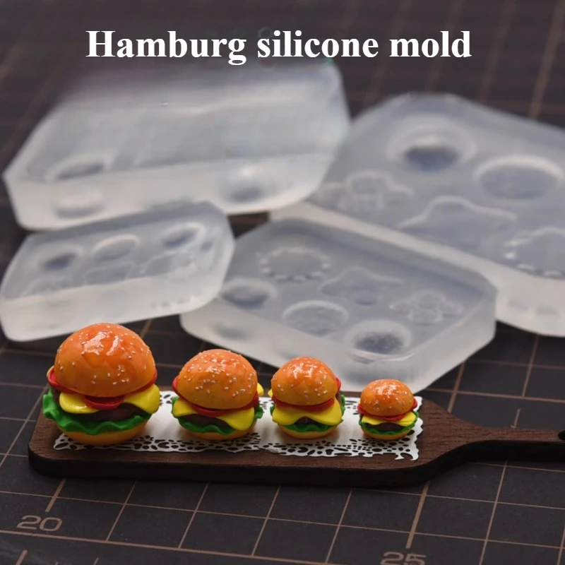 

4 шт./компл., сверхлегкая глина, мини-милая силиконовая форма в форме гамбургера, сделай сам, полимерная глина, кукольный дом, инструменты для изготовления гамбургеров Minitype