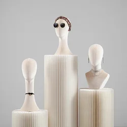 Fabric Cover Female Mannequin Head for Wigs Hats Scarves Display Insertable Needle Foam Manikin Dummy for Fashion Accessories