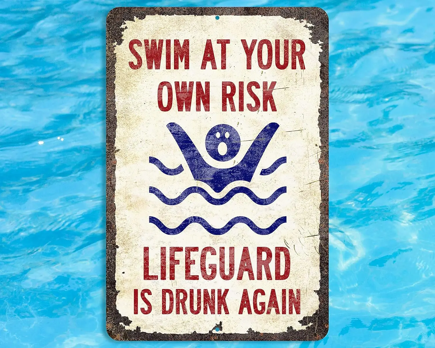 v1,Swim at own risk Алюминиевый знак Забавный HAHA USA-алюминий