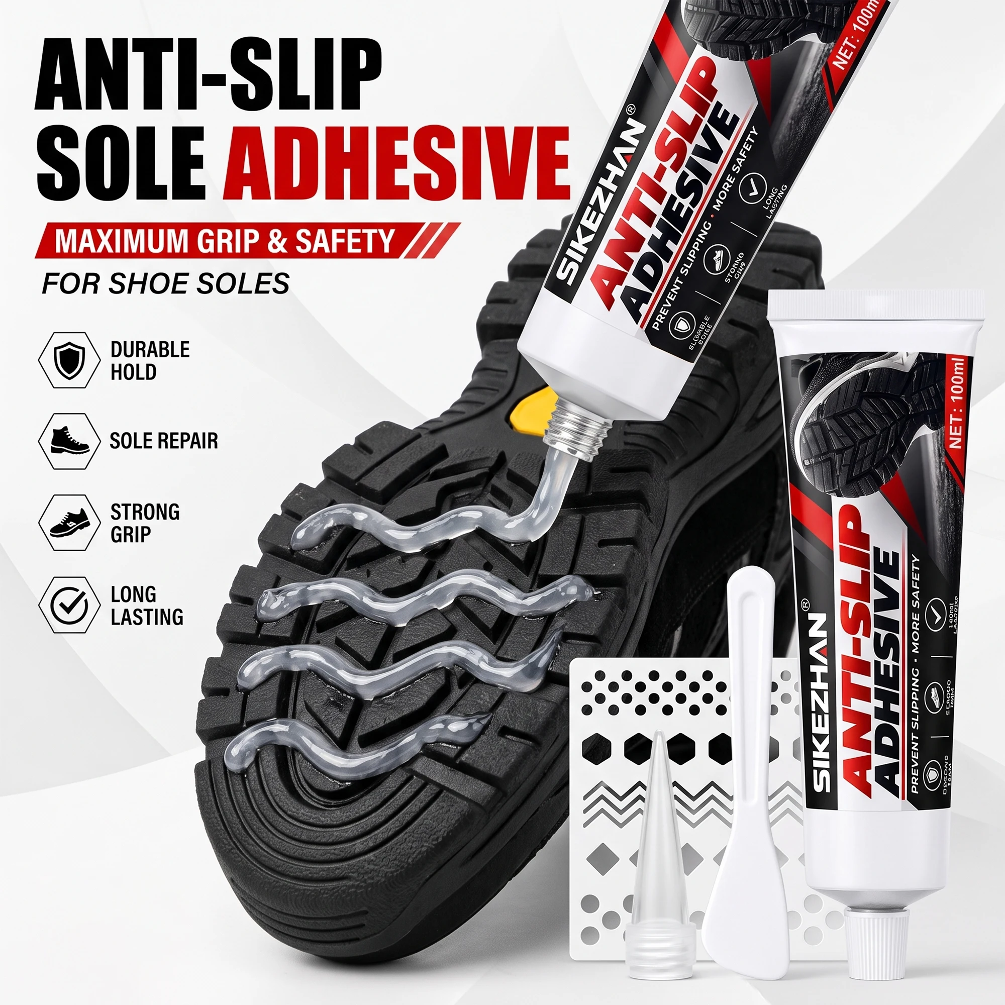 SIKEZHAN Anti-Slip Sole Gel 110ml：High Traction Grip Enhancer, Easy Apply, Durable, Essential for All Footwear Non-Slip Solution