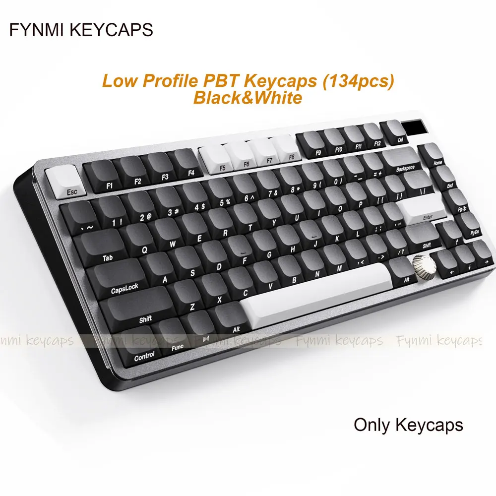 Fynmi Low Profile Keycaps 134 keys PBT Dye-Sublimation ANSI Keycaps use for Low profile keyboard and Normal mechnical keyboard