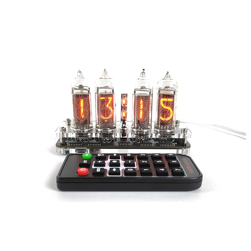 Imagem -02 - Base de Relógio Digital com Tubo Brilho Dígitos Nixie Tube In14 Tipo-c Usb Cabo de Alimentação Versão Premium Remoto w