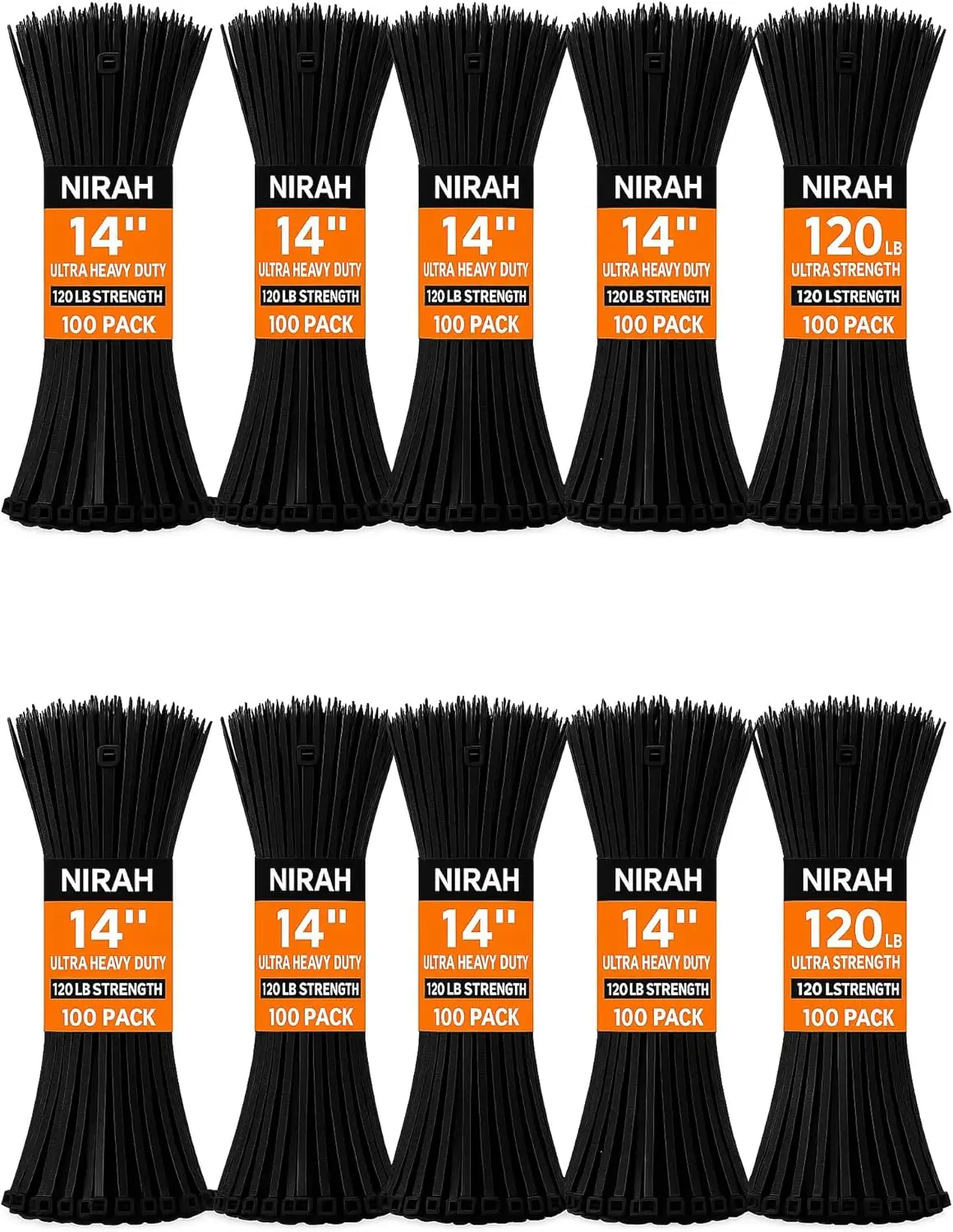 

14 inch Zip Ties Black (1000 Pack) 120lbs Ultra Heavy Duty Tensile Strength, UV Resistant, Self-Locking, Heavy Duty Nylo