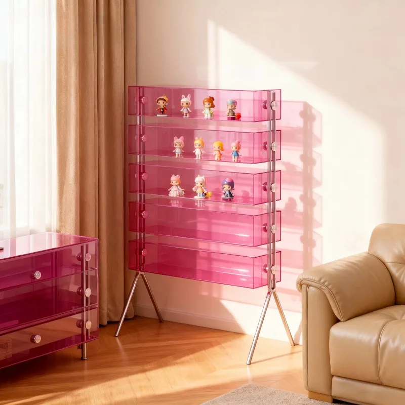 Pink Shelving Cabinet Display Plastic Corner Modern Collectables Media Cabinet Entryway File Armoire De Chambres Furniture