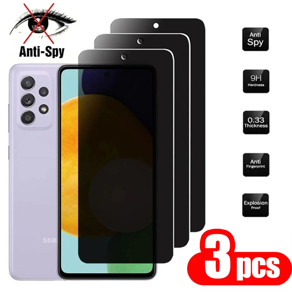 3 Stück Anti-Spionage-Glas für Samsung A56 5G A16 A17 A15 A55 A57 A36 A37 A12 A53 A51 A35 A31 A26 A24 A21 A05s Sichtschutz-Displayschutzfolie