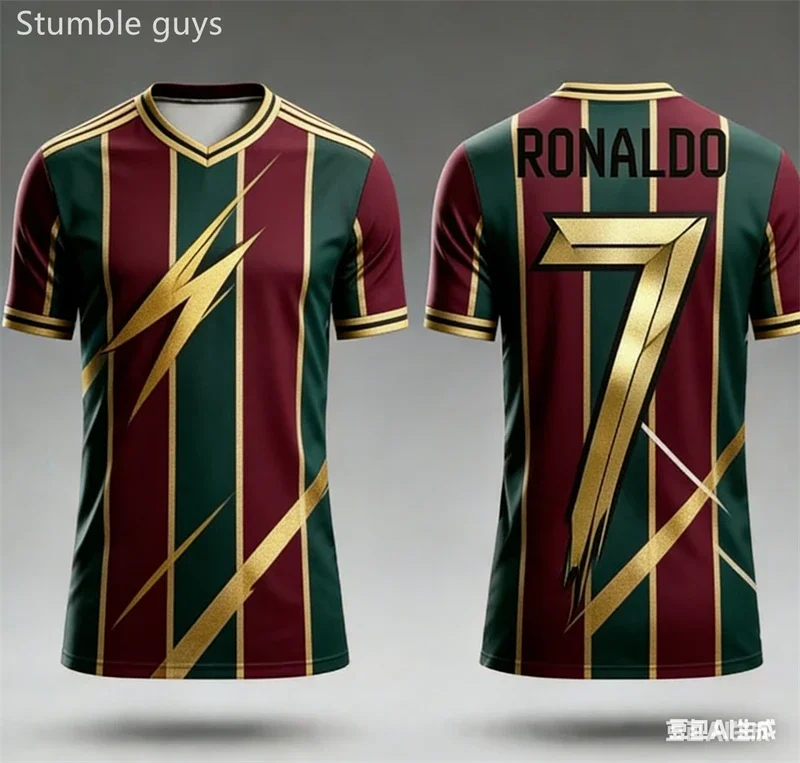 Breathable Quick Dry Men's Ronaldo #7 T-shirt Summer Outdoor Soccer Training Wear Kids Boys Clothes