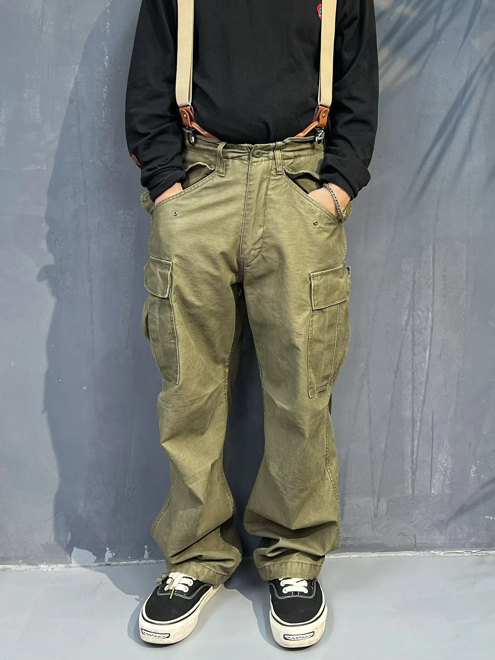 

American Sle M65 Olive een Work Pants Outdoor Men's Waed Loose Straight Casual Military Trousers Breathable Cotton Stra...