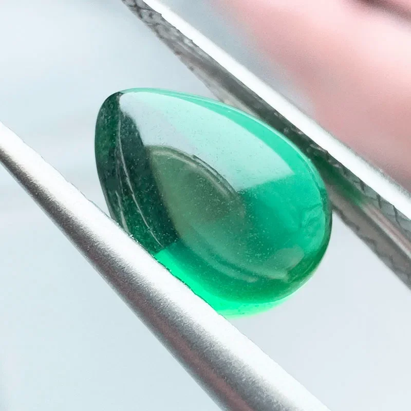 Wholesale Laboratory Zambian Emerald Pear Shape Hydrothermal Smooth Surface Cutting With Cracks Inclusions Selectable AGL Certi