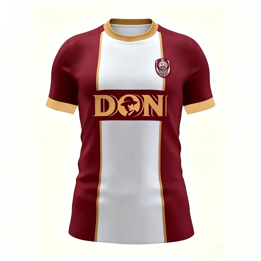 26-27 CFR Cluj Home and Away Fashion Men's Outdoor T-Shirt with 3D Print Comfortable and Breathable Sports Casual Top