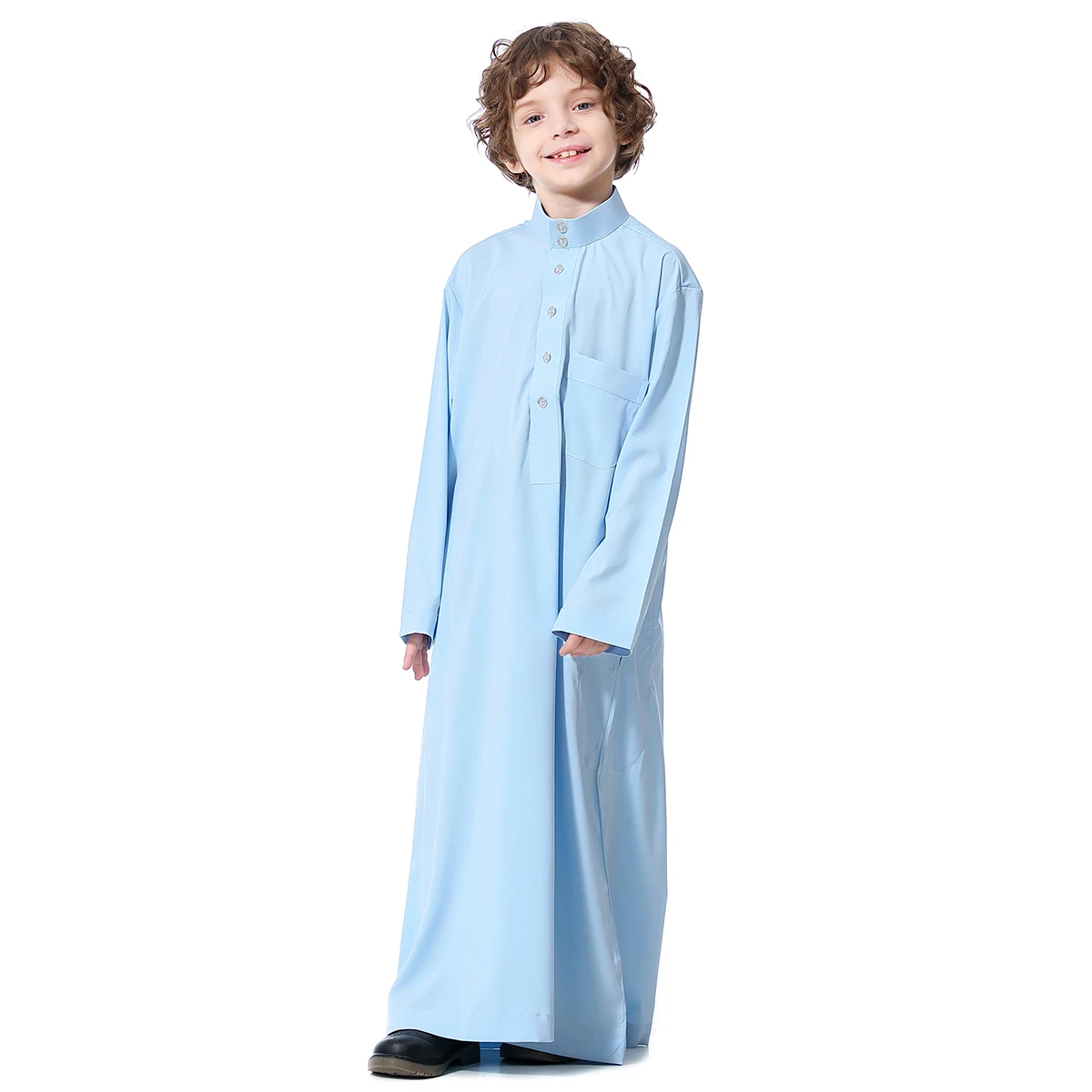 Ramadán niños abaya musulmán manga larga Color sólido árabe Dubai bata, estilo étnico Casual niños ropa de manga larga