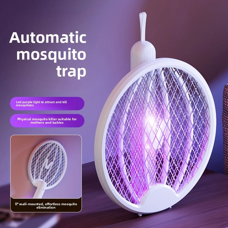 UV Mosquito Killer & Swatter 2-in-1, Foldable Portable Electric Handheld Bug Zapper with Auto Baiting Light, USB Rechargeable