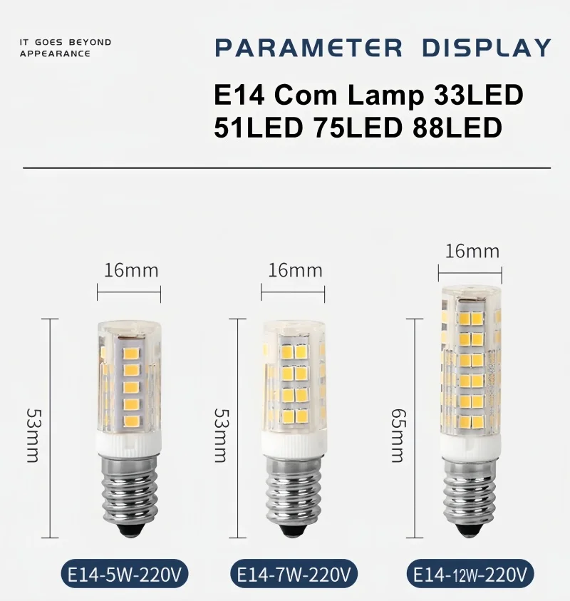 Imagem -04 - Mini Lâmpada Led Milho E14 Lâmpada Led 360 Ângulo de Feixe Substituir Luzes de Halogênio Candelabro Smd2835 5w 7w 9w 12w ac 220v