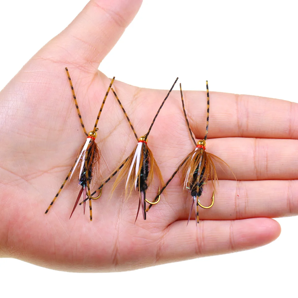 5pcs/box #6 Brass Bead Head Rubber Legs Prince Nymph Barbed Fly Tying Hook  Stonefly Wet Nymphs Trout Perch Salmon Fishing Lures - AliExpress 18