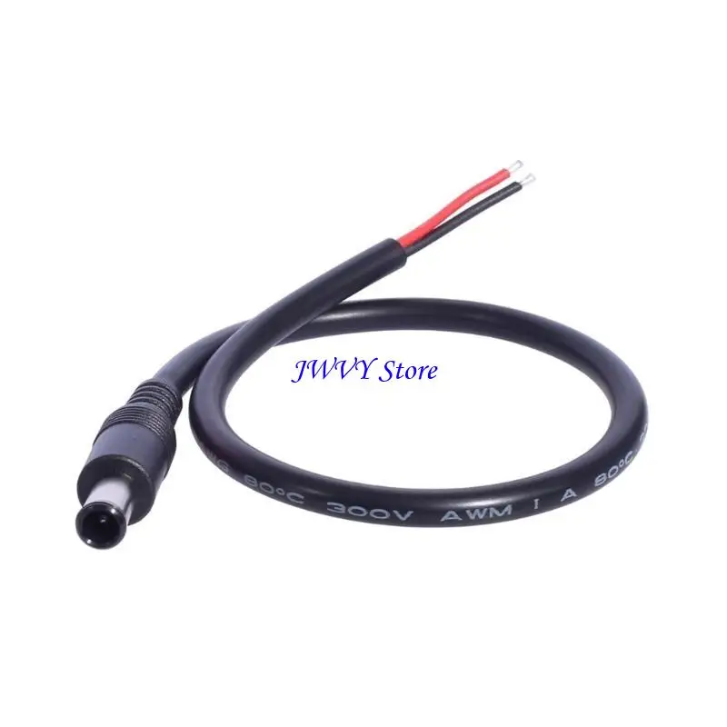 573A 18AWG Plug Connector Power Pigtails Cable 6.5mmx4.4mm Male Plug to Bare Wire Open End Barrels Supply Adapter Repair Cord
