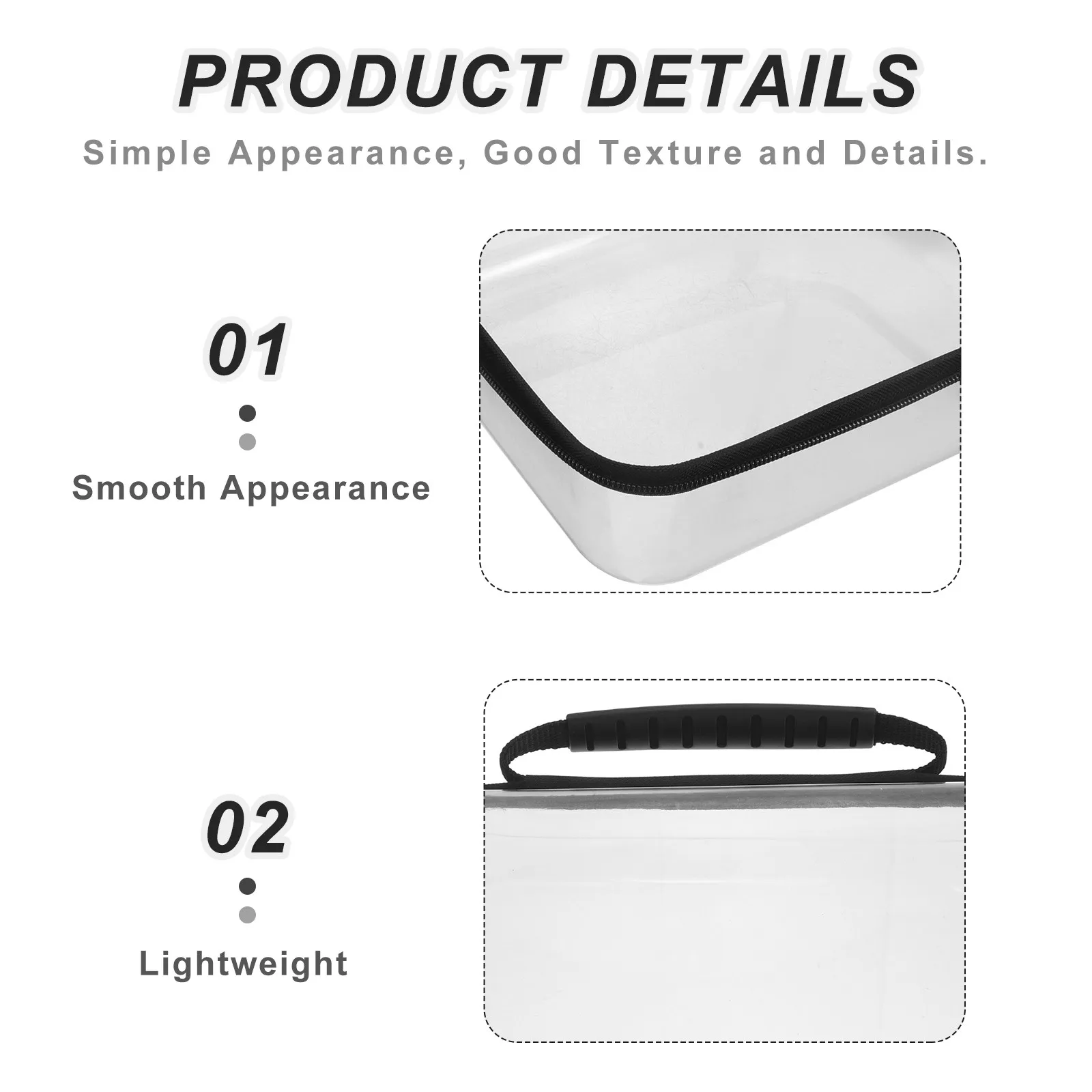 Clear Hard Shell Zipper Case Large Capacity Travel Organizer Waterproof Crush Resistant Storage Bag for Toiletries Makeup