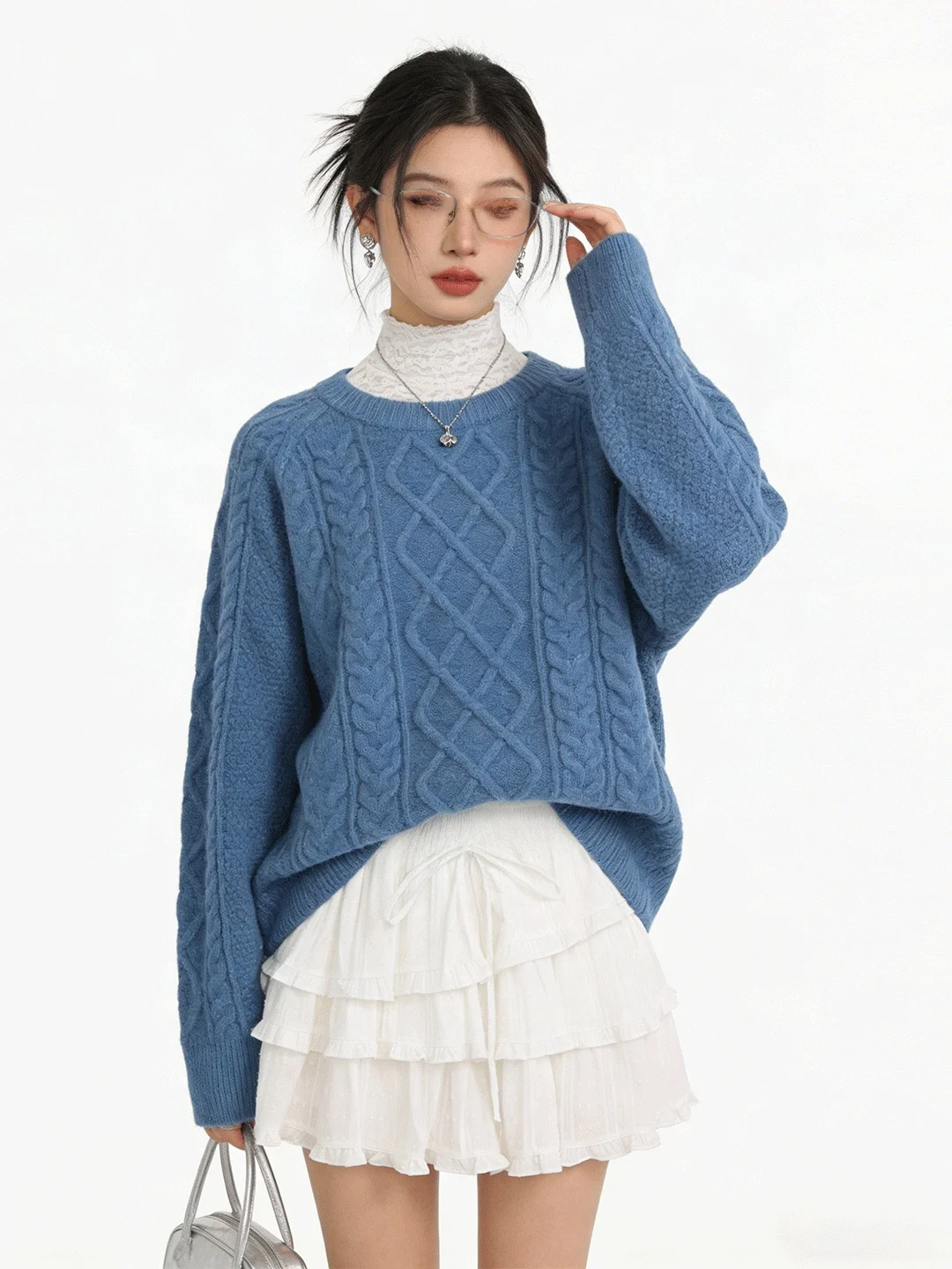 

Sweet Lace Trim A-Line Skirt High Waist Slimming Spring Summer White Cake Skirt Korean Sle Breathable Skin-Friendly