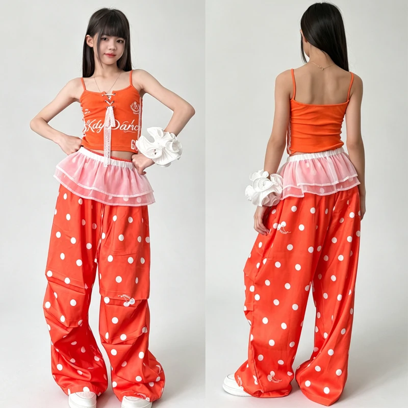 fashion-jazz-dance-costumes-for-girls-orange-vest-loose-pants-streetwear-modern-hip-hop-dance-performance-stage-clothes-dqs23344