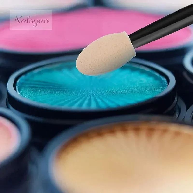 CNKESS 120Pcs Disposable Double-Sided Eyeshadow Applicators Sponge Brush Container Factory Wholesale Length