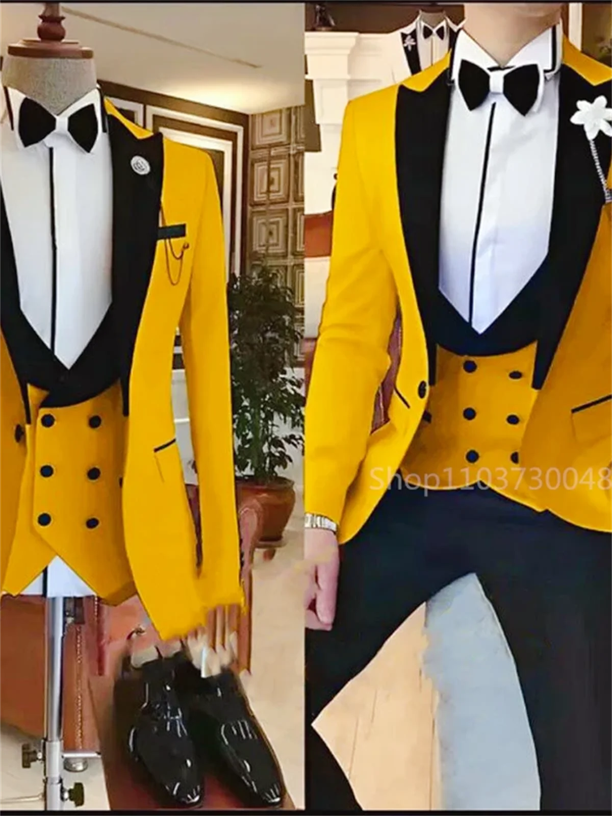 3 Pieces Latest Solid Formal Men's Wedding Suit Slim Fit Elegant Groom Tuxedos Business Party Suits Sets (Jacket+Vest+Pants)