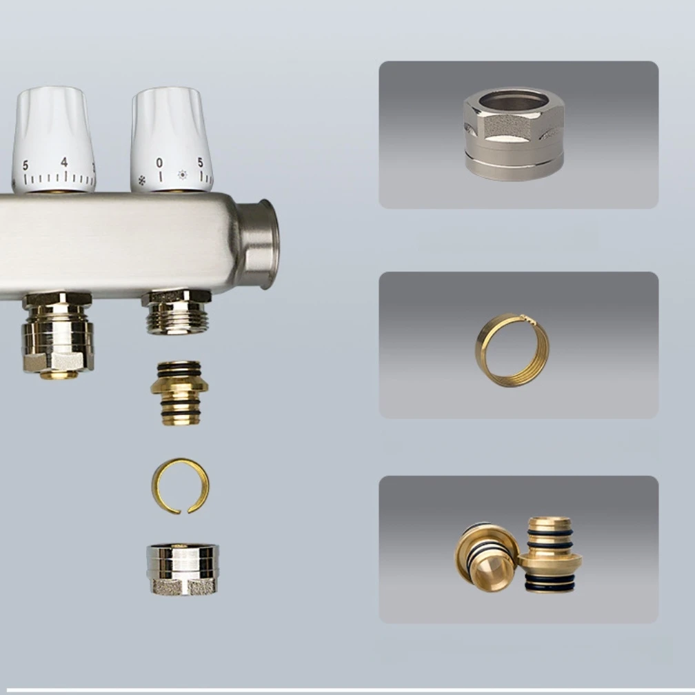 Copper Floor Heating Manifold Connector Featuring Large Flow Capacity for Efficient and Stable Heating Circuits