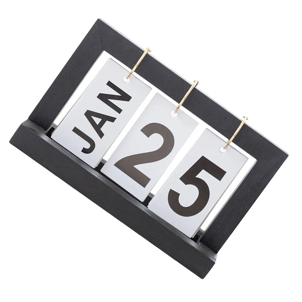 1Pcs Perpetual Desk Calendar Wooden Base Aluminum Accents Date Month Display Home Study Office Coffee Shop Bar